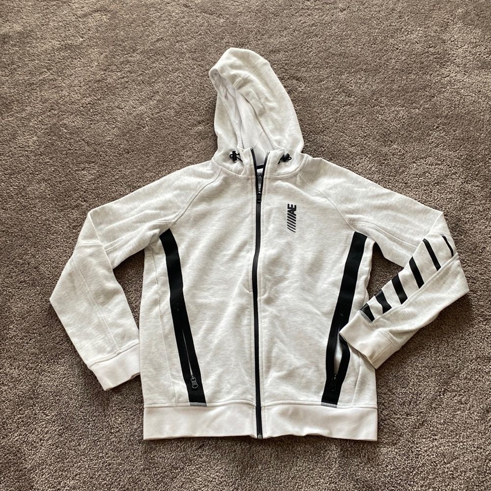 American Eagle Light Heather Gray Black Flex Full Zip Athletic Hoodie SIZE XS